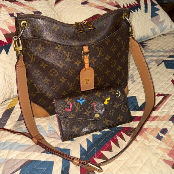 NM Louis Vuitton Odeon MM & Sarah love lock wallet monogram shoulder crossbody - Picture 1 of 16